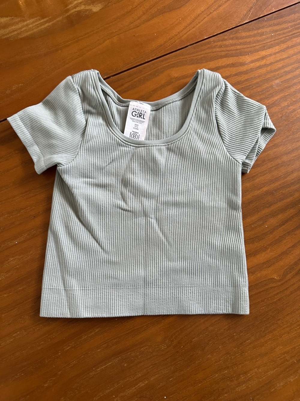 Athleta Girl Ribbed Scoop Neck Tee — Light Sage